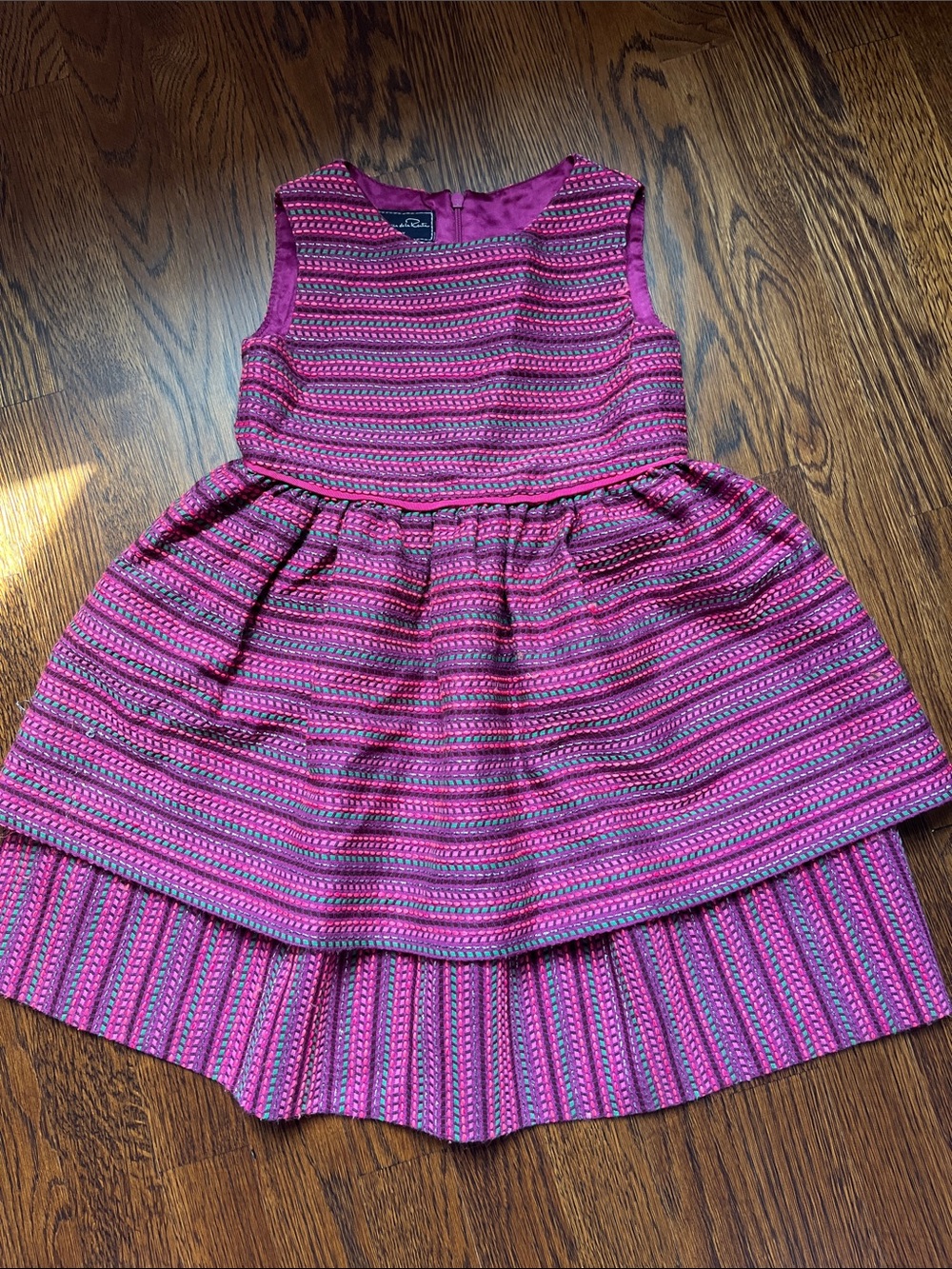 Oscar de la Renta Girls' Pink Striped Party Dress